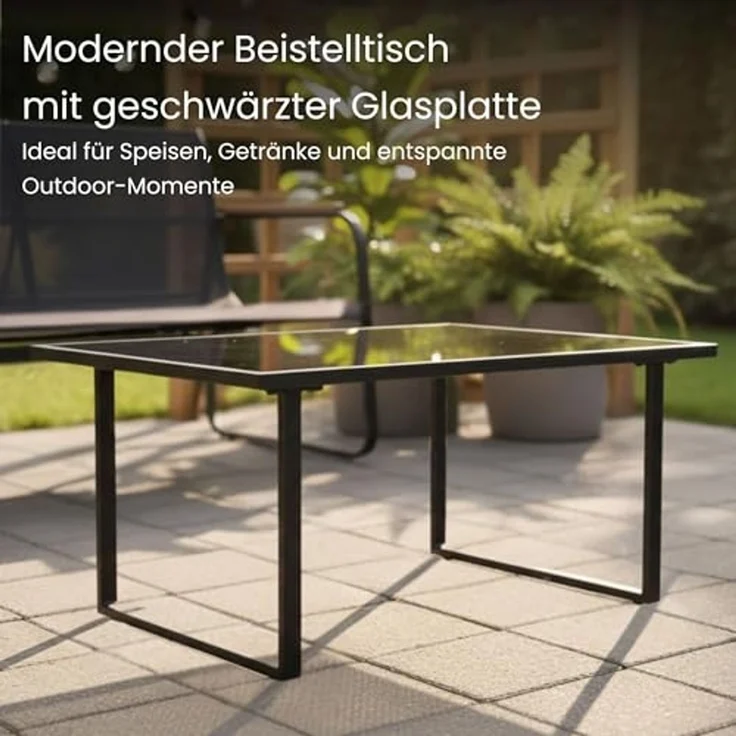 Home Collective Gartenlounge-Set Lounge Möbel Outdoor Gartenlounge Gartenmöbel 4-teilig in schwarz, wetterfest & pflegeleicht, ideal für Terrasse Balkon oder Garten – Bild 6