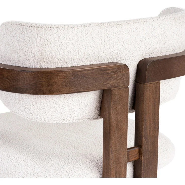 Modern Beech Wood Chair with Chenille Texture Fabric, Easy Clean, White & Dark Walnut, 54 x 76 x 54 cm | Comfortable 5 cm Foam Seat, Perfect for Home Office & Contemporary Spaces – Bild 5