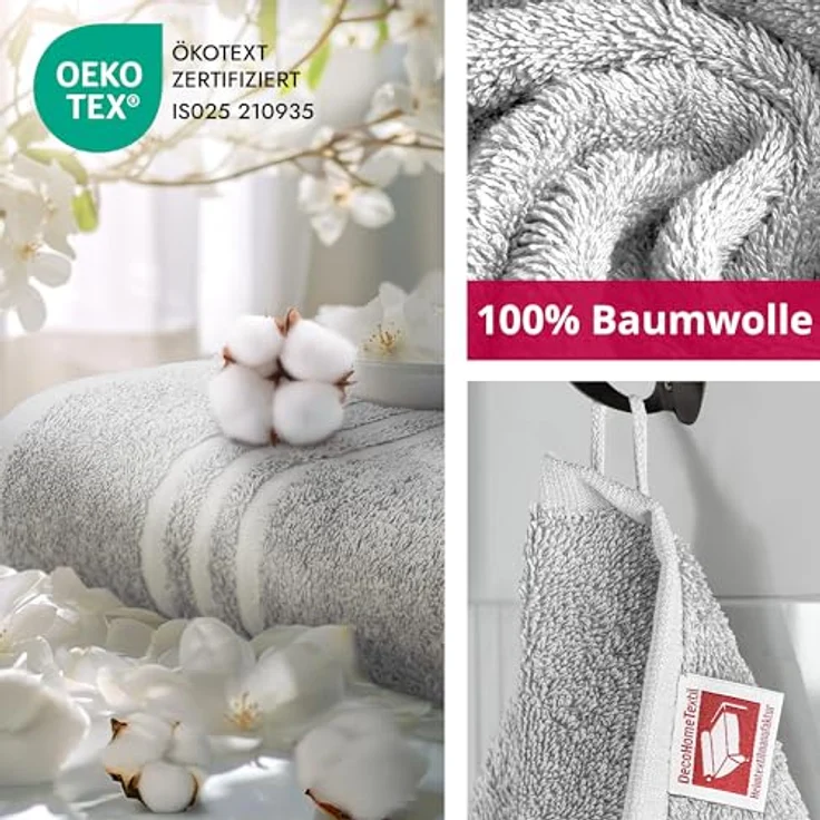 DecoHomeTextil Heimtextilmanufaktur Handtuch Handtuch Set 100% Baumwolle hochwertig kuschelweich saugstark – Bild 3
