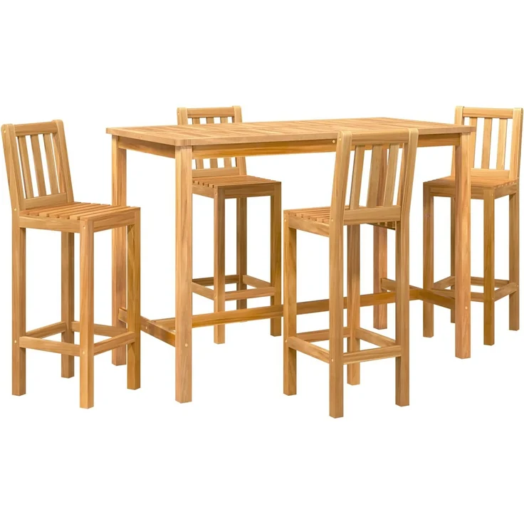 vidaXL Outdoor Bar Set 5 pcs Natur Massivholz Teak 3422501 – Bild 2