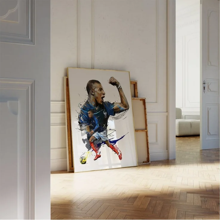 JUSTGOODMOOD Poster Premium ® Mbappe Fußball Jubel Poster · Wasserfarben · ohne Rahmen – Bild 3