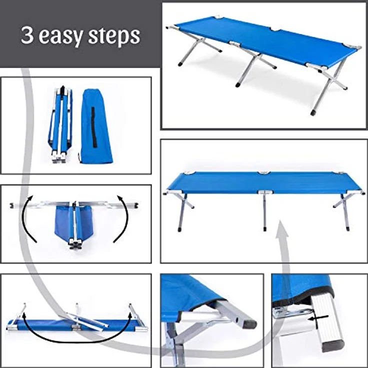 Goods+Gadgets Feldbett Faltbares Army-Bett (Campingbett, Klappbett) Gästebett aus Aluminium – Bild 9