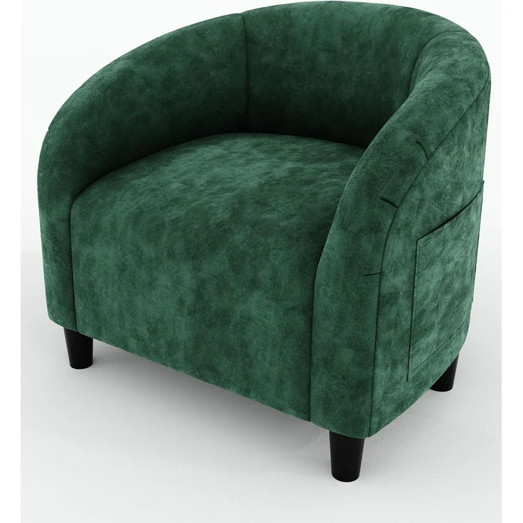 GarveeHome Sessel Wohnzimmer Loungesessel Relaxsessel, Lesesessel mit Leinenoptik, Polstersessel für Schlafzimmer，Akzentstuhl mit Samtstoff (Grün)