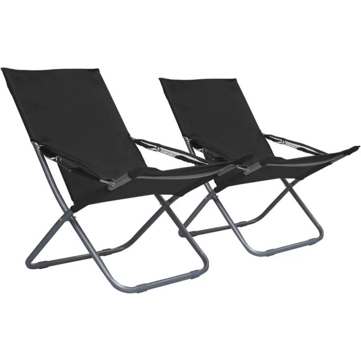 vidaXL Klappbare Strandstühle 2 Stk. Stoff Schwarz 47903