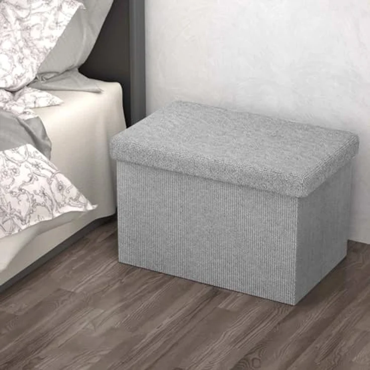 Intirilife Sitzhocker (Sitzwürfel mit Stauraum 49x30x30 cm in FELS GRAU - Fußablage, 1 St), Faltbare Sitzbank - aus Stoff mit Mulden - Aufbewahrungsbox Truhe – Bild 8