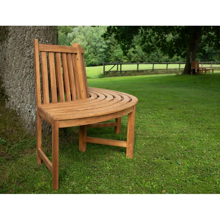 Baumbank RISEN - Holz Braun 203x44x90 cm | Halbrunde Sitzbank Mit Lehne Baumbank Gartenbank Für Baum – Bild 3