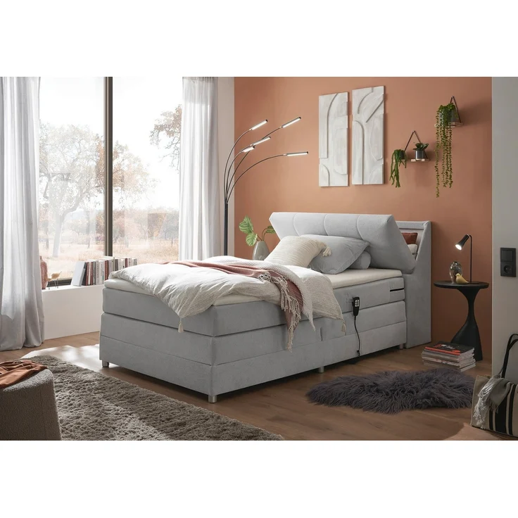 Boxspringbett Toulouse A von Ed Exciting Design Farbe Silber – Motor, Stauraum & Relaxfunktion H2 – Bild 1