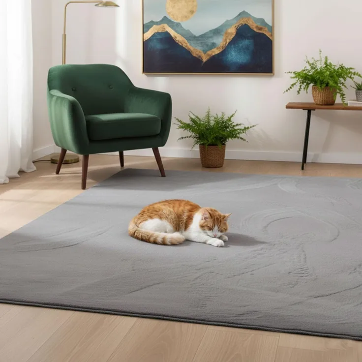 VIMODA Teppich Wohnzimmer Schlafzimmer Flauschig, kurzflorig – waschbar und Fußbodenheizung geeignet,Farbe:Grau;Maße:160x220 cm