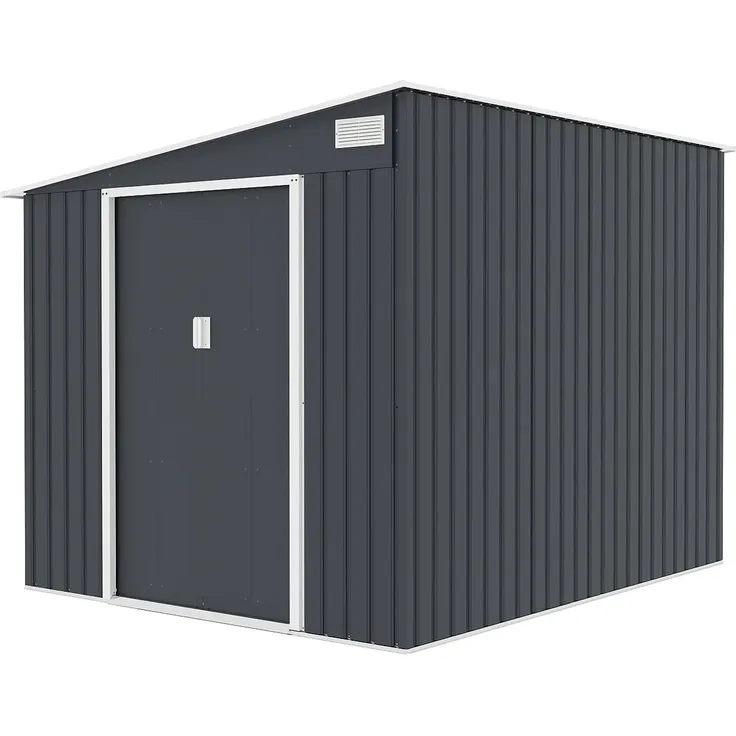 Vente-unique - DAUSTIN Gartenhaus Metall Grau - B 245 cm x H 193 cm x L 203 cm – Bild 5