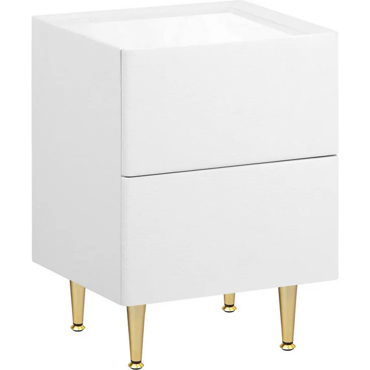Woltu Nachttisch, Weiß Hochglanz, 2 Schubladen, Rechteckig, Holz, 35x51x40 cm, modern