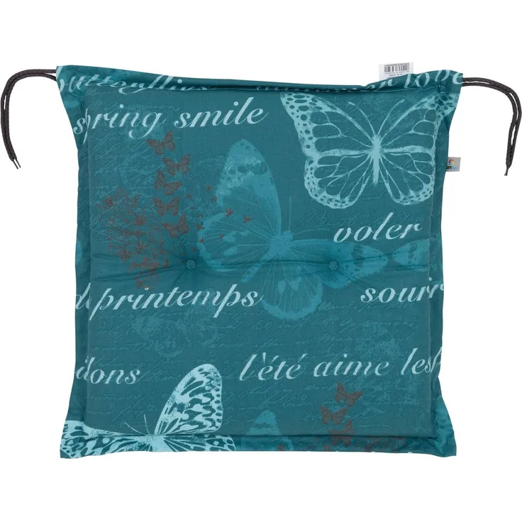 KETTtex Hockerauflage Hocker Bali 2388 blau/petrol Schmetterlinge 50 x 50 x 6 cm KETTtex