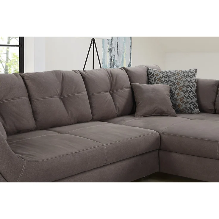 Ecksofa groß mit Rutschen-Armlehne Schlaffunktion Bettkasten Couch in Braun – Bild 6