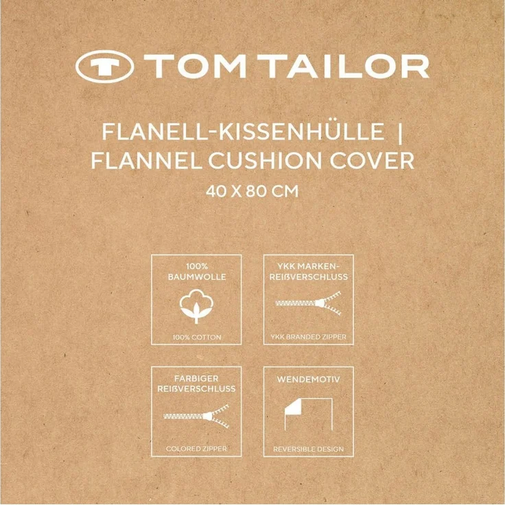 TOM TAILOR HOME Kissenbezüge new bedroom, Classic Check, 40x40cm oder 40x80cm, (1 Stück), Wendedesign mit Markenreißverschluss – Bild 2