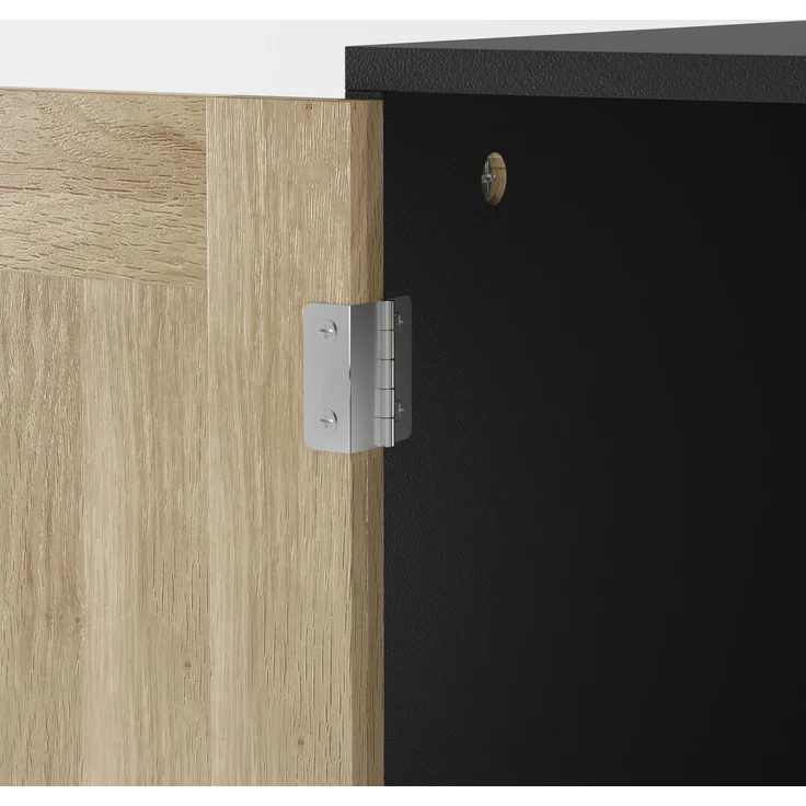 DESVIAE Sideboard mit Rattantüren 80x88x40 cm MDF Schwarz – Bild 9