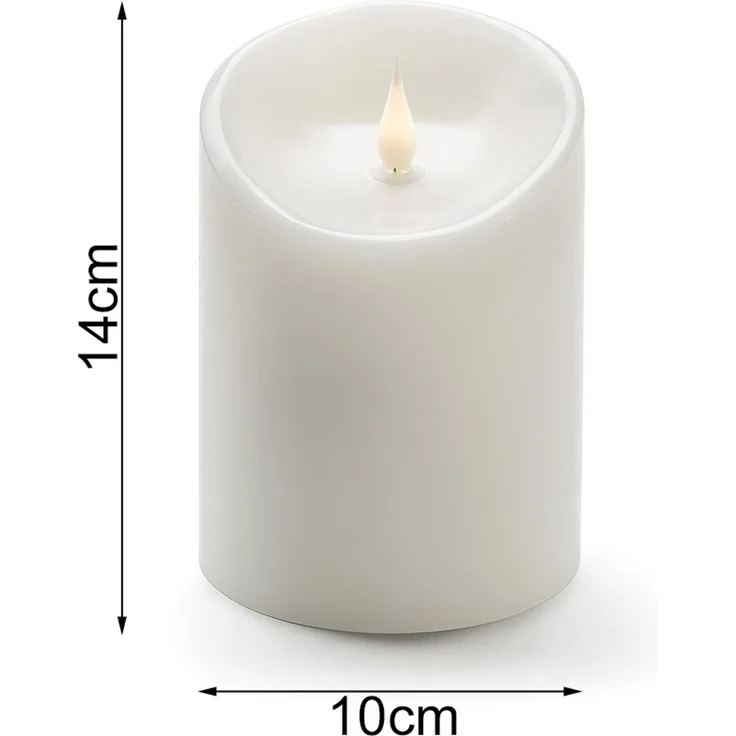 LED Echtwachskerze mit Flamme & Timer, Ø 10cm, Höhe 14cm, Batteriebetrieb – Bild 5
