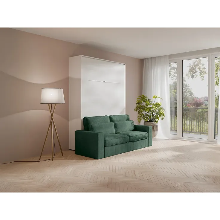 Vente-unique - RAPILI Bett Holz, Platte Weiß - B 133 cm239,2 cm x H 225,2 cm x L 200 cm