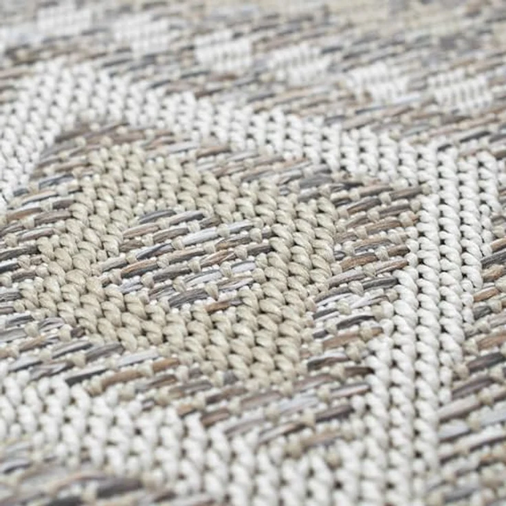 Carpetia Outdoorteppich In- & Outdoor Teppich Sisal Optik Balkon Rautenmuster beige braun, rechteckig – Bild 3