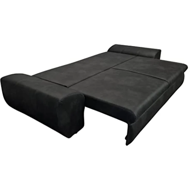 Big-Sofa mit Schlaffunktion und Bettkasten XXL Couch im Vintage Look in Schwarz – Bild 4