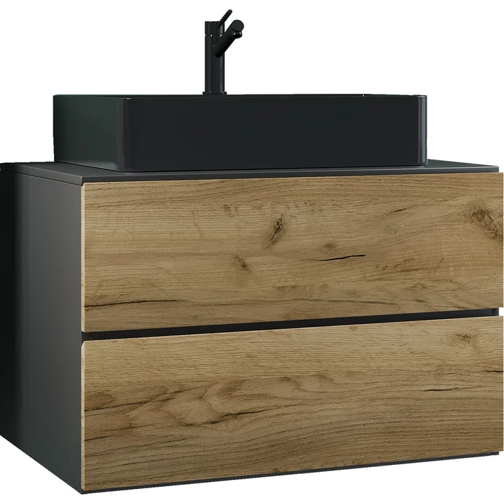 VCM Badmöbel Waschtisch Lendas 919540 Anthrazit / Honig-Eiche H. 52 x B. 80 x T. 52 cm – Bild 1