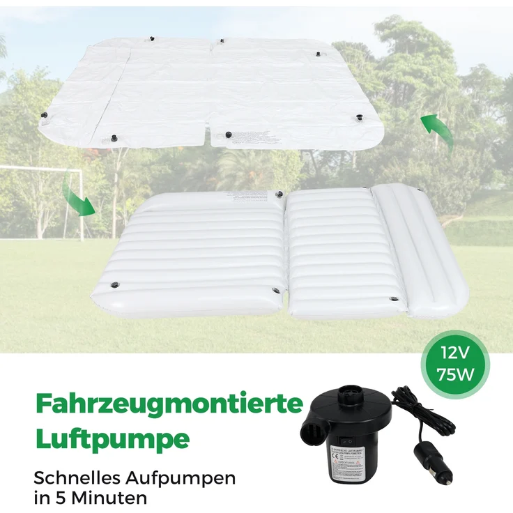 Auto Matratze 190 x 130 cm SUV Luftmatratze doppelseitig aufblasbares Luftbett mit Luftpumpe Beige – Bild 4