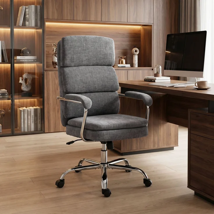 HOMCOM Bürostuhl, Polyester, Grau, 72,5L x 65B x 118H cm – Bild 8