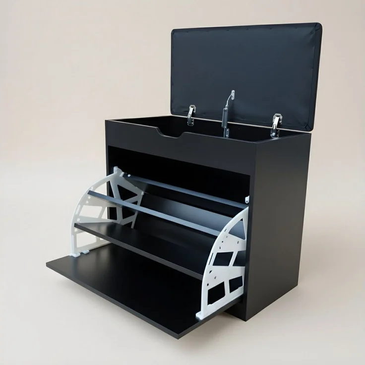 BOXIMO Schuhschrank Schuhschrank VAULT mit Sitzfläche, ausziehbare Fächer, 57 x 30 x 53 cm (Schuhschrank VAULT mit Sitzbank) – Bild 4