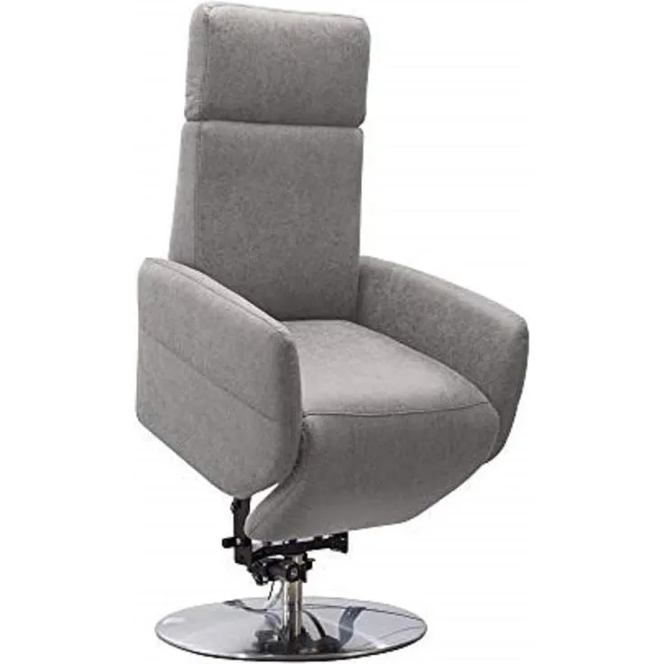Cavadore TV-Sessel Cobra mit 2 E-Motoren und Aufstehhilfe / Elektrischer Fernsehsessel mit Fernbedienung / Relaxfunktion, Liegefunktion / bis 130 kg / M: 71 x 110 x 82 / Lederoptik Hellgrau