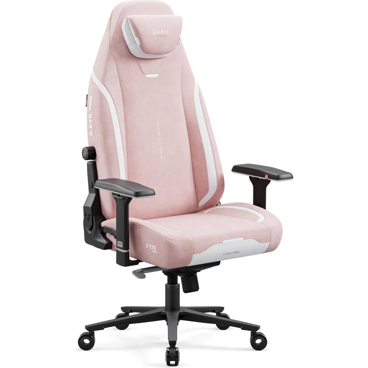 Diablo Ergonomischer Gaming Stuhl Stoff X.Eye Prime Pc Stuhl mit Magnet-Kopfstütze Gaming Sessel Kühlfunktion Gaming Stuhl Ergonomisch Strapazierfähiger Stoff Gaming Chair 140 kg Akira Pink