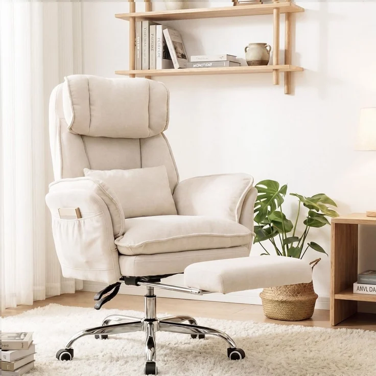 UEV Bürostuhl ergonomisch mit klappbarer Fußstütze Mesh bis 226kg, neigbar bis 150° (Packung), Hochklappbare Armlehnen/Integrierte Fußstütze/leichtgängiges Rad – Bild 4