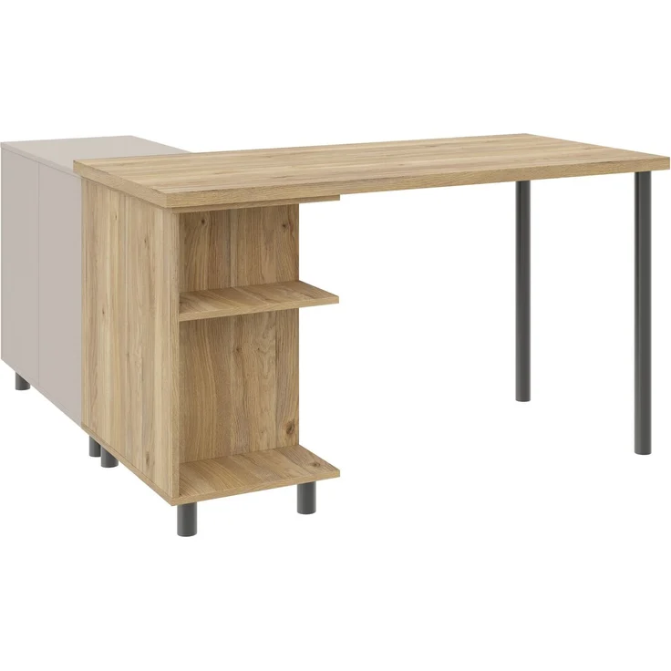 Carryhome 'TINO OFFICE' Eckschreibtisch, MDF Kaschmir Eiche, 135 x 76 x 147 cm, mit Softclose und Schubladen – Bild 3
