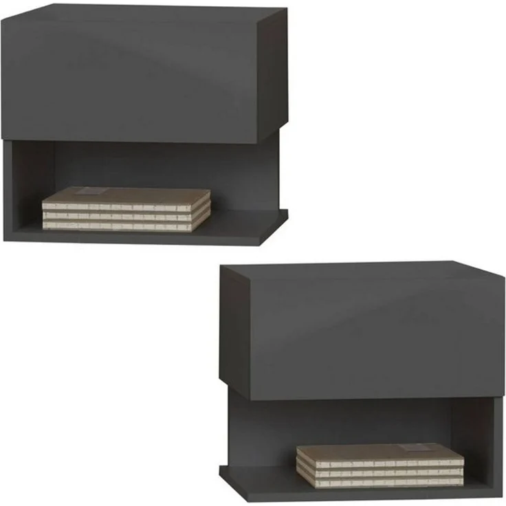 BMG Möbel Nachtschrank Faro 2 (Nachtkonsole) grifflose Schublade, wandhängend, links rechts montierbar – Bild 4