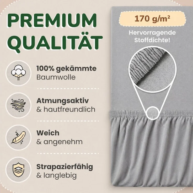 leevitex® Spannbettlaken in verschiedenen Größen und Farben, Jersey aus 100% Baumwolle, Jersey, Gummizug: rundum, (1 Stück), in verschiedenen Größen und Farben, Jersey aus 100% Baumwolle – Bild 3