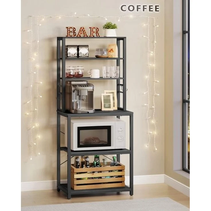 Vasagle Küchenregal mit 6 Ablagen und Haken, Stahl anthrazit, 40 x 60 x 167 cm – Bild 2