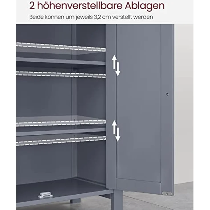 VASAGLE Badezimmermöbel auf Füßen, Aufbewahrungsschrank, Schrank mit 2 verstellbaren Regalen, 30 x 60 x 80 cm, Grau BCB60GY – Bild 7