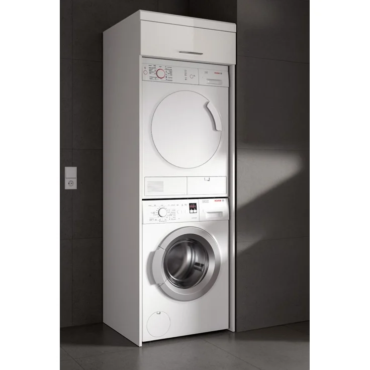 Waschmaschinenschrank Shawn in weiß Hochglanz 66 x 200 cm – Bild 4