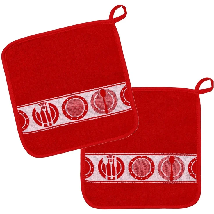 Kracht Topflappen Teller, (2-tlg, 2-teilig), 2er Set Topflappen, Baumwoll Frottier, ca. 22x22 cm – Bild 1