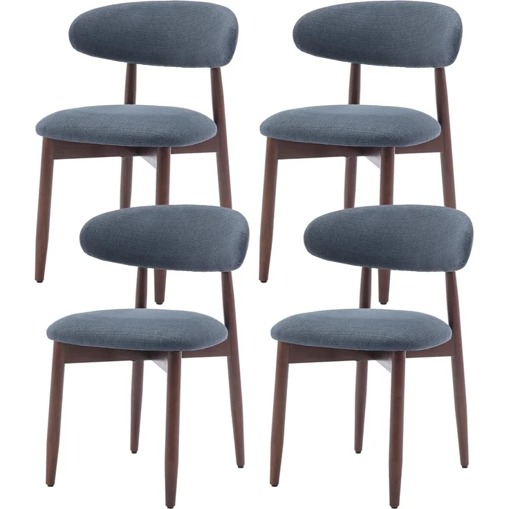 COLAMY Esszimmerstühle 4er Set, Polsternder Stühle Esszimmer mit Rückenlehne, Moderne Küchenstühle Gepolstert, Stoff Dining Chairs mit Back und Holzbeinen für Esszimmer, Küche, Restaurant, Blau
