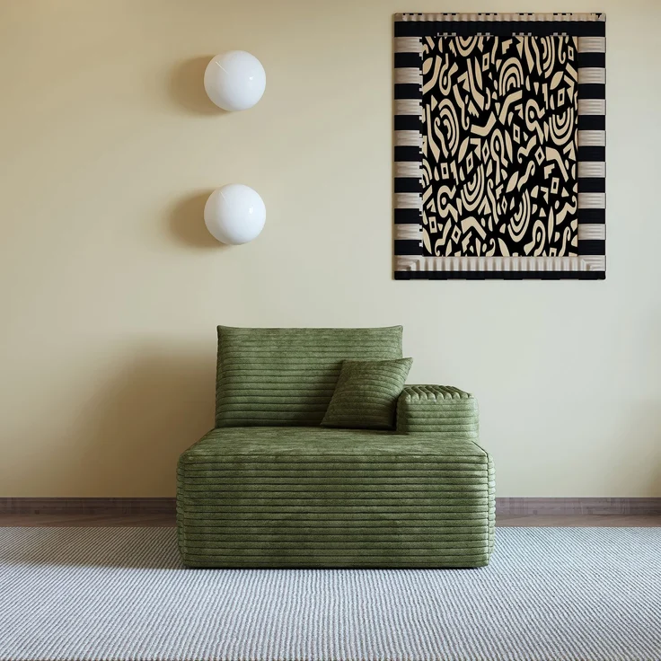 ZUBALIYA SchlafSofa mit Cordbezug, modular aufgebaut, ohne aufwendige Montage, für Wohnzimmer und Apartments – Bild 2