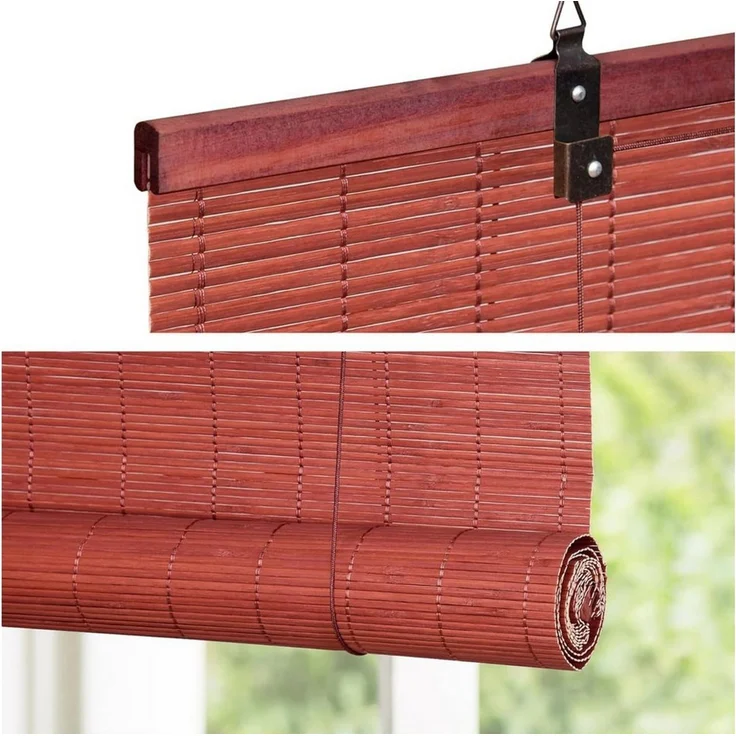 Rollo Bambusrollo Klemmfix, 50 x 130 cm, kirsche, Victoria M, verdunkelnd, ohne Bohren, freihängend, Klemmfix, Klemmfix, Bambus – Bild 2