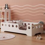 smartwood Kinderbett 80x180 | Weiß | Bodenbett TILA 4P mit Rausfallschutz & Lattenrost und sichere Kanten | Montessori Betten für schnelle Montage | Bis 230 kg belastbar