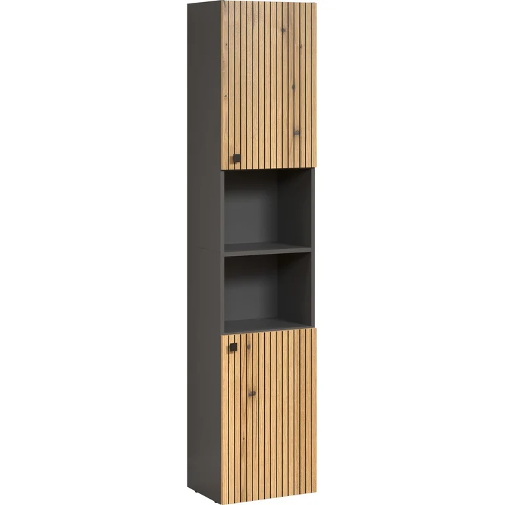 Badezimmer Hochschrank Bliss in Evoke Eiche und grau 40 x 186 cm – Bild 1