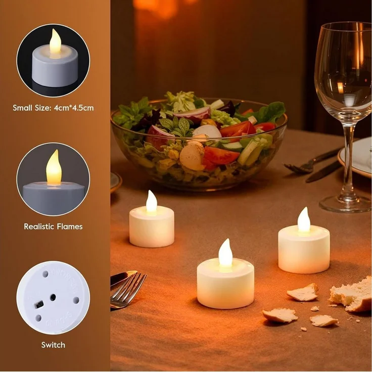 EXTSUD LED-Kerze LED Teelichter Aufladbar 6er Set mit Ladestation, Flackernde, Warmweiß – Bild 4