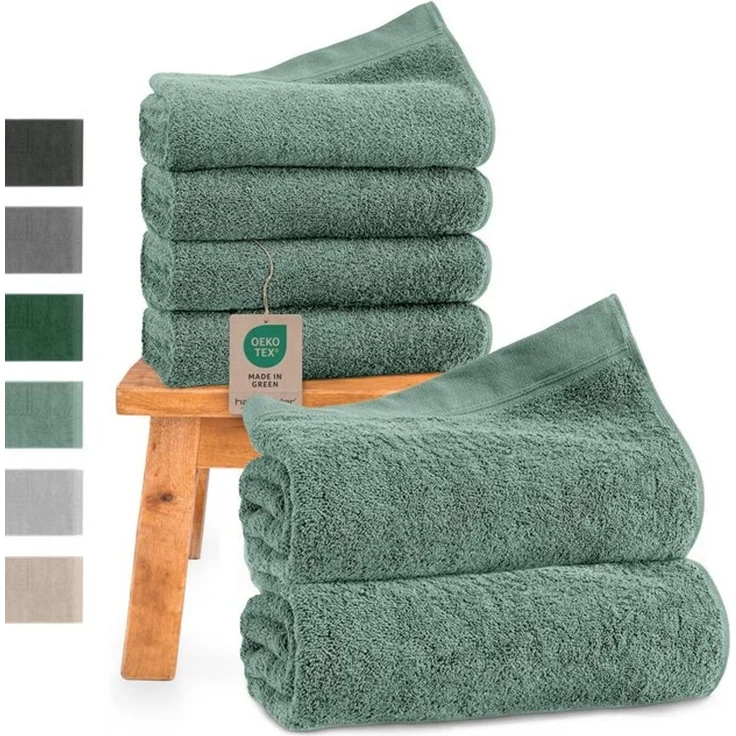 Hausfelder Handtücher Handtücher Set (Hellgrün, 2 Badetücher + 4 Handtücher), (Set, 6-St), 100% Baumwolle, weich, saugfähig, Uni-Farben – Bild 4