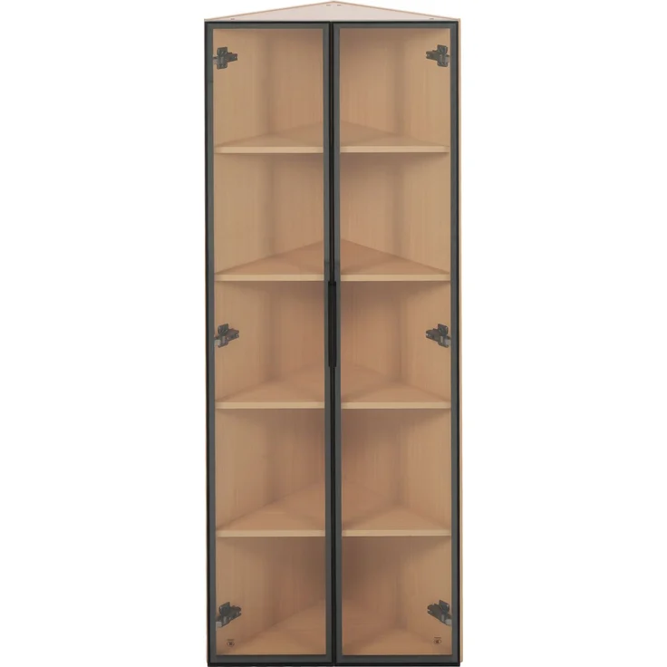 LED-Glasvitrine 62x35x160cm – Außenseite aus Eiche, integrierte Lichtleiste, staubdichter Schrank aus gehärtetem Glas, Eckvitrine mit Tür – Sammlungsvitrine, Bücherregal, Weinschrank,Badezimmerschrank--Eiche--62x35x160cm--YOUDENOVA – Bild 10