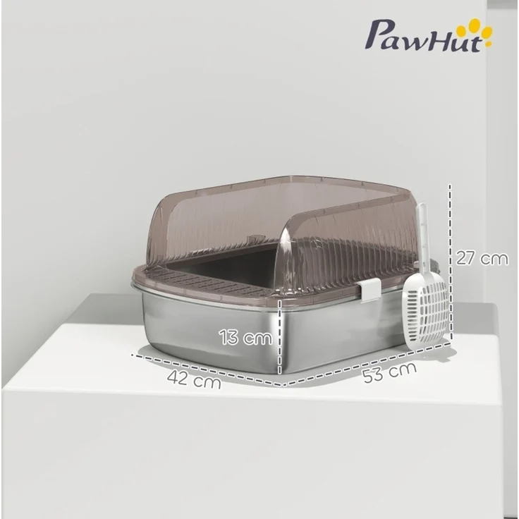 Katzentoilette aus Edelstahl mit hohem Rand, 53x42x27 cm, Kohlegrau – Bild 5
