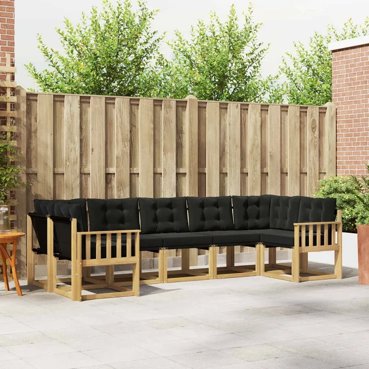 vidaXL Outdoor-Sofagarnitur 7 stk. 7-Sitzer Weiß und Schwarz 3389834
