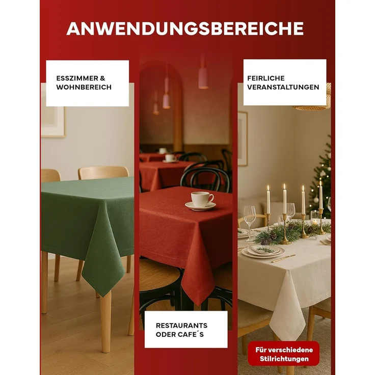 texpot Tischdecke 130x260 cm Terrakotta Leinenoptik Lotuseffekt Fleckschutz Bügelfrei Tischtuch – Bild 7