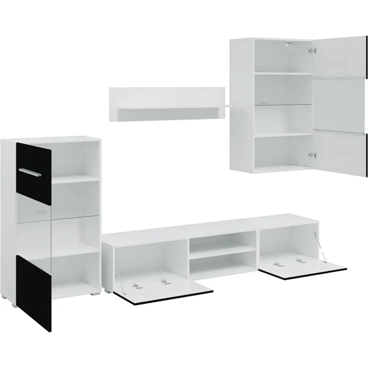 vidaXL 5-tlg. Wohnwand mit LED-Beleuchtung Mattschwarz Holzwerkstoff 3324230 – Bild 5