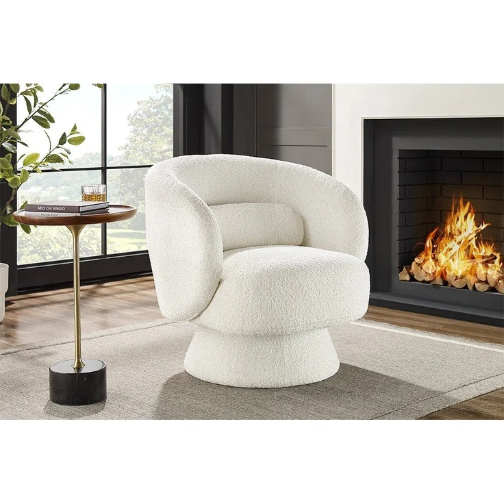 riess-ambiente Drehsessel BOSSA NOVA weiß (Einzelartikel, 1-St), Wohnzimmer · Bouclé · 360° drehbar · Scandinavian Design – Bild 5