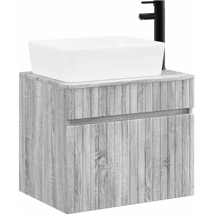 vidaXL Waschbeckenschrank Grau Sonoma 59 x 44,5 x 80 cm Holzwerkstoff 3404306 – Bild 2